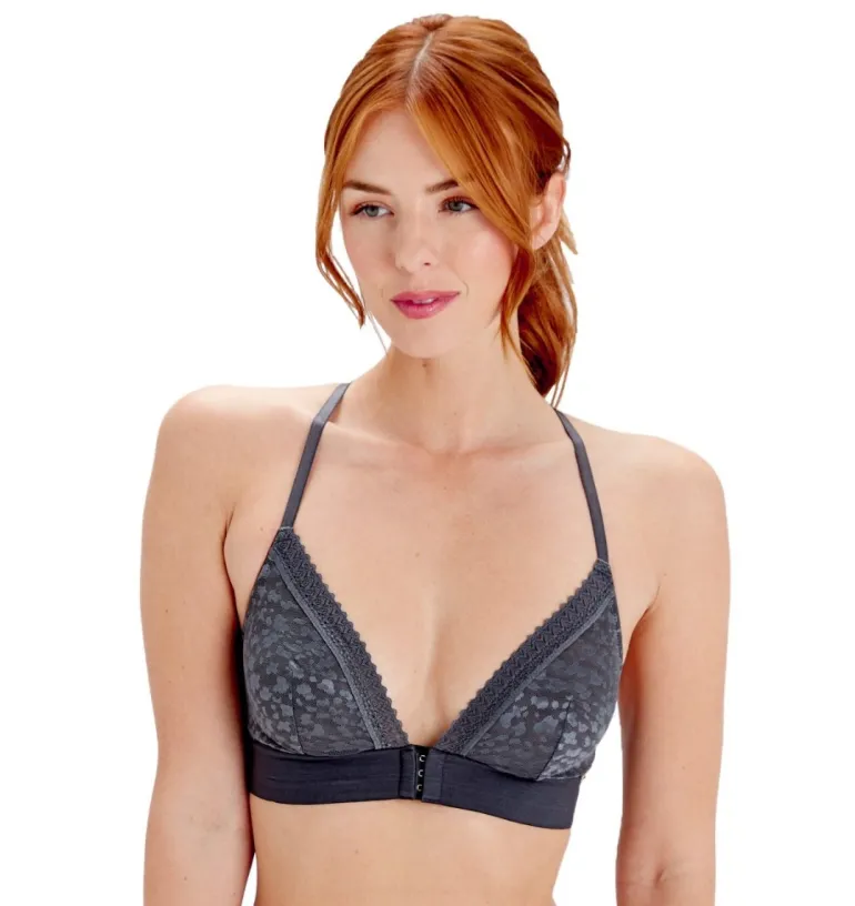 Graphic Mesh Non Wired Triangle Bra - Platinum