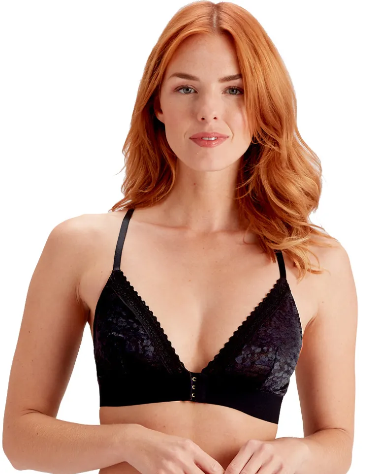 Graphic Mesh Non Wired Triangle Bra - Black