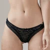 Graphic Mesh Thong - Black