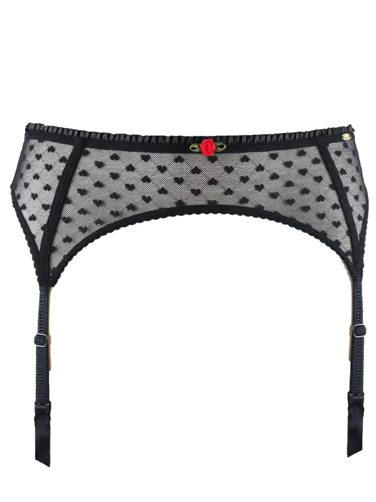Heart Mesh Suspender - Black