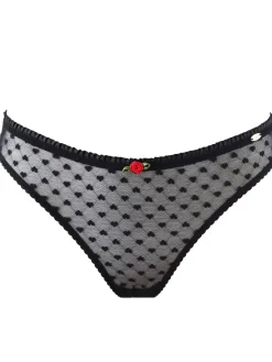 Heart Mesh Thong - Black