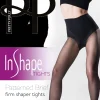 In Shape 20 Denier Patterned Brief Firm Shaper Tights - Black