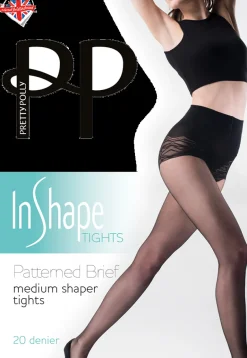 In Shape 20 Denier Patterned Brief Medium Shaper Tight - Nude