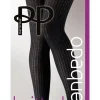 Knitted Opaques Rib Tights - Black