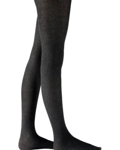 Knitted Opaques Small Diamond Tights - Charcoal