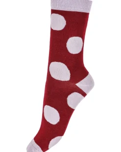 Large Stripe & Spot Bamboo Socks 2 Pair Pack - Red Mix