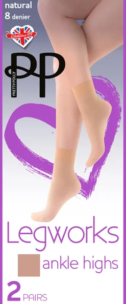 Legworks 8 Denier Ankle Highs 2 Pair Pack - Barely There