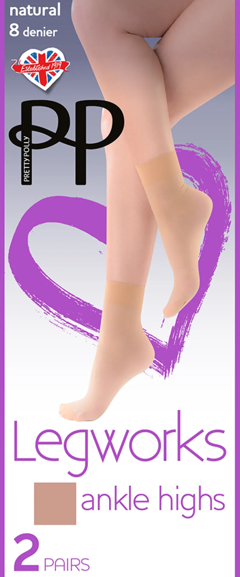 Legworks 8 Denier Ankle Highs 2 Pair Pack - Barely There