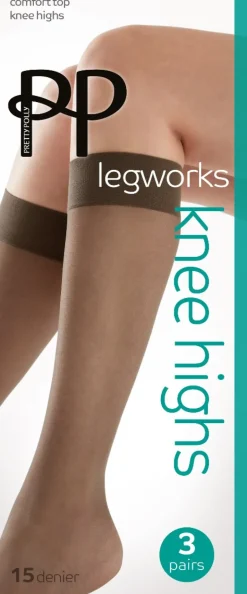 Legworks 15 Denier Comfort Top Knee Highs 3 Pair Pack - Barely Black