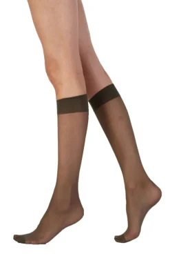Legworks 15 Denier Comfort Top Knee Highs 3 Pair Pack - Barely Black