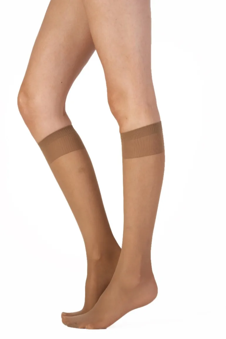 Legworks 15 Denier Comfort Top Knee Highs 3 Pair Pack - Nude