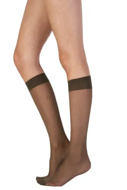 Legworks 15 Denier Comfort Top Knee Highs 3 Pair Pack - Barely Black