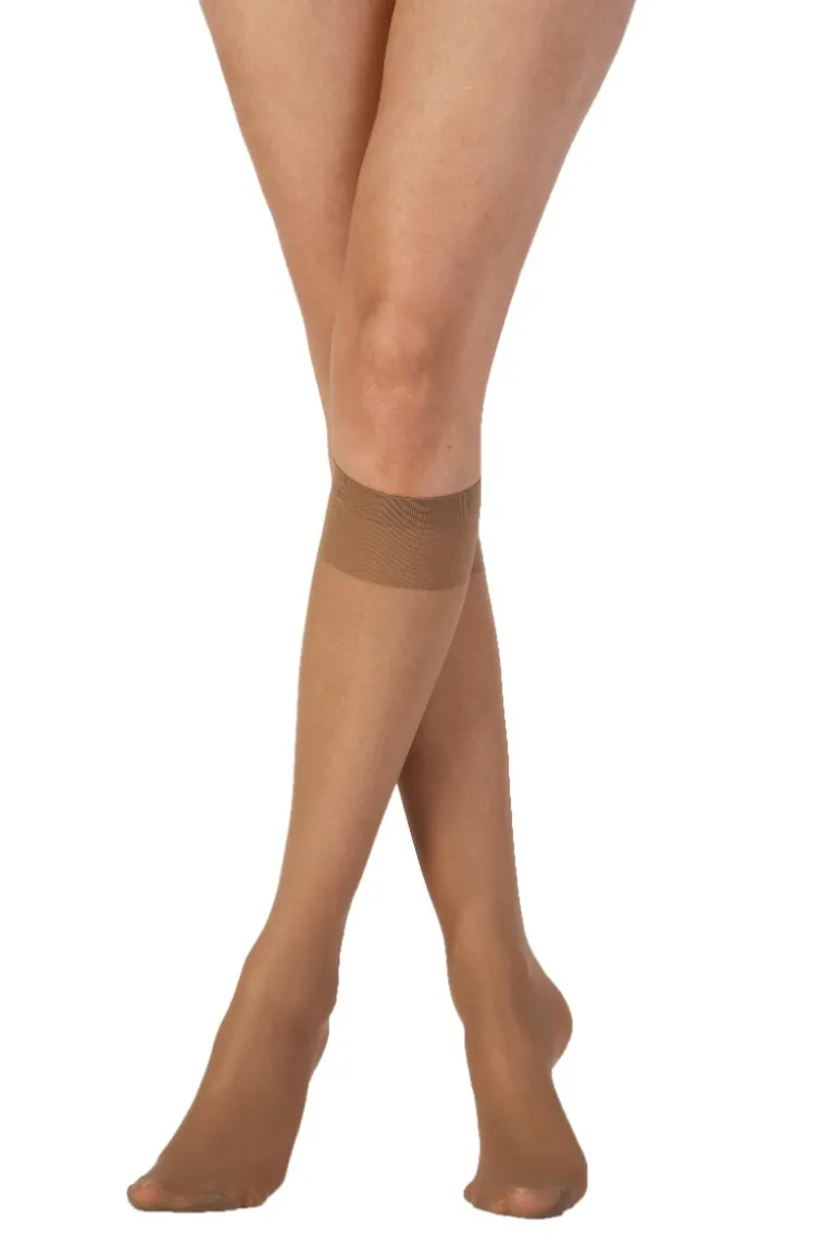 Legworks 15 Denier Comfort Top Knee Highs 3 Pair Pack - Nude