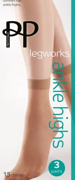 Legworks 15 Denier Legworks Comfort Top Ankle Highs 3 Pair Pack - Nude