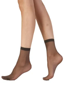 Legworks 15 Denier Legworks Comfort Top Ankle Highs 3 Pair Pack - Barely Black