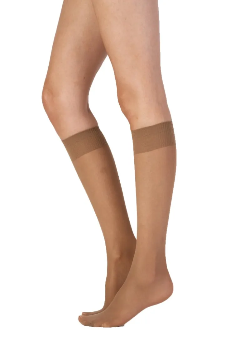 Legworks 15 Denier Legworks Medium Support Knee Highs 2 Pair Pack - Nude