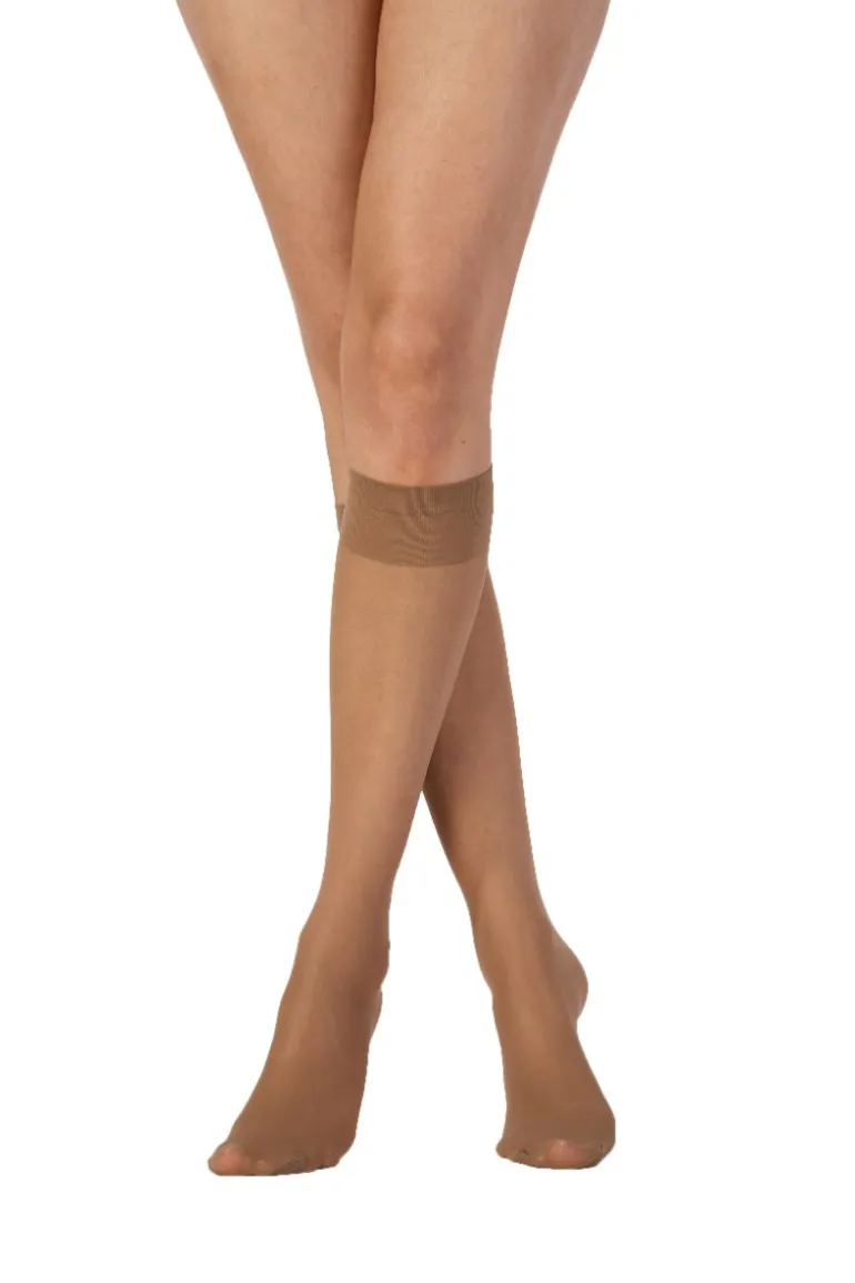 Legworks 15 Denier Legworks Medium Support Knee Highs 2 Pair Pack - Nude