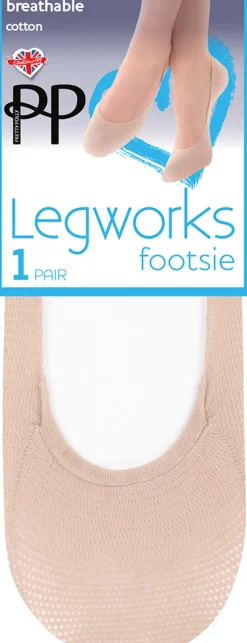 Legworks 30 Denier Mesh Cotton Footsie 1 Pair Pack - Nude