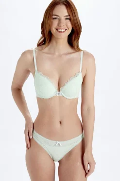 Lola Lace Push Up Plunge Bra - Mint
