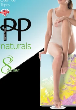 Naturals 8 Denier Open Toe Tights - Black