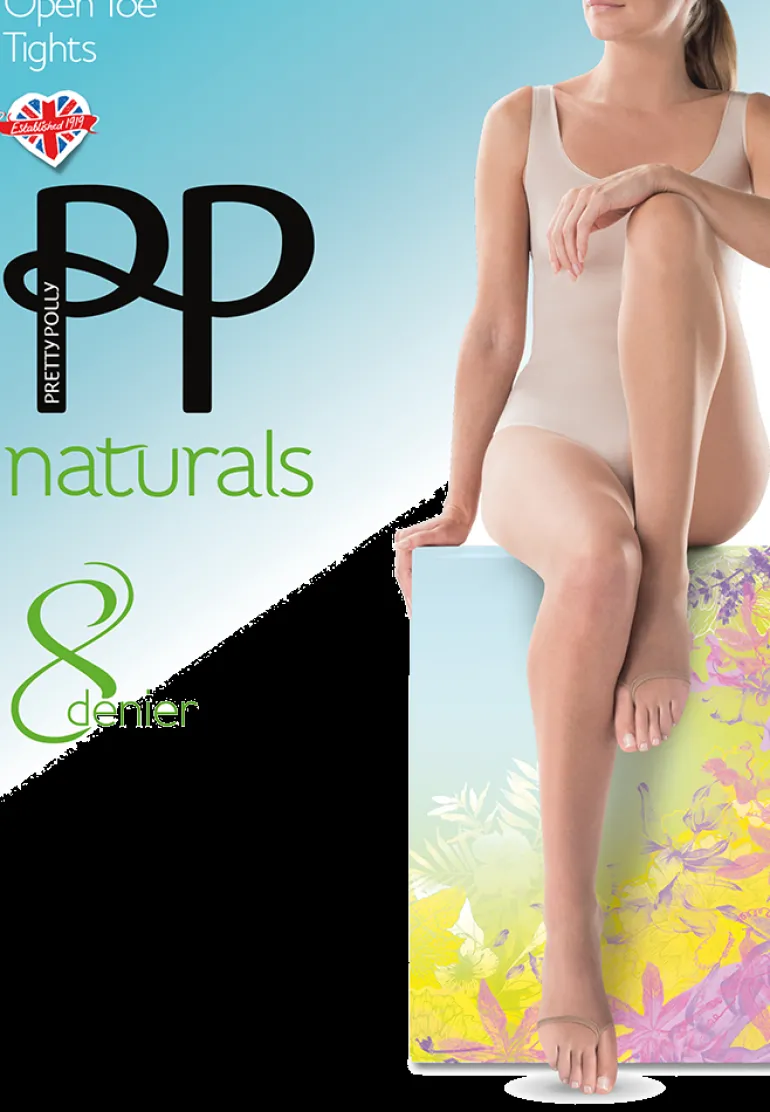 Naturals 8 Denier Open Toe Tights - Black