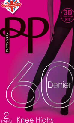 Premium Opaques 60 Denier 3D Knee Highs 2 Pair Pack - Black