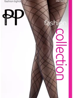 Ribbon Pattern Tights - Black