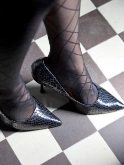 Ribbon Pattern Tights - Black