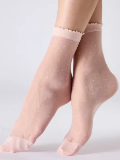 Sheer Spot Sheer Socks - Pink