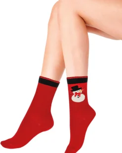 Snowman Socks - Red Mix