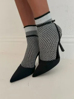 Sparkle Net Effect Anklets - Black/Silver