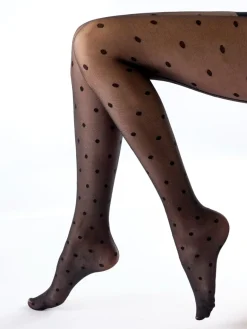 Spot Mesh Tights - Black