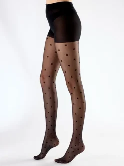 Spot Mesh Tights - Black