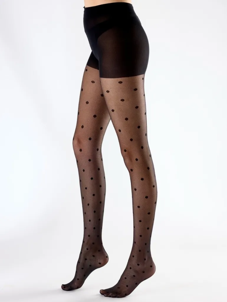 Spot Mesh Tights - Black