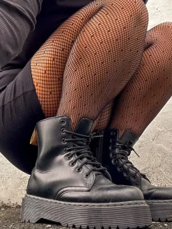 Spot Net Fashion Tights - Navy