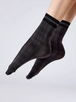 Tartan Pattern Sheer Socks - Multi