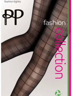 Tartan Pattern Tights - Black