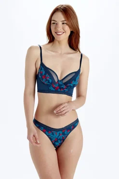 Tropics Longline Non Padded Plunge Bra - Print