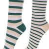 Wide Stripe Bamboo Socks 2 Pair Pack - White Mix