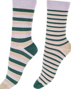 Wide Stripe Bamboo Socks 2 Pair Pack - White Mix