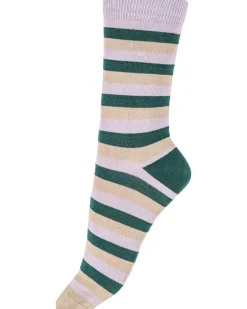 Wide Stripe Bamboo Socks 2 Pair Pack - White Mix