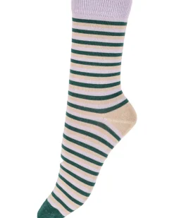 Wide Stripe Bamboo Socks 2 Pair Pack - White Mix